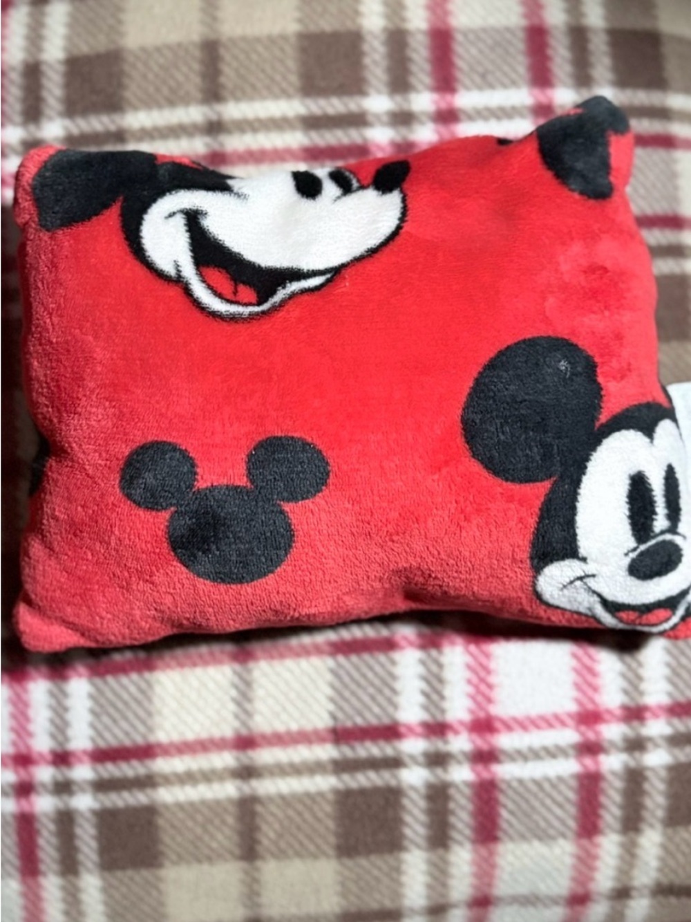 Disney Mickey Mouse Plush Pillow Red Soft Throw Cushion ♥️